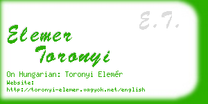 elemer toronyi business card